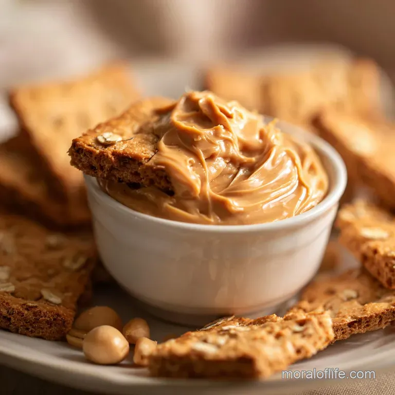 Elegant small plate showcasing precisely formed, rounded oat bites drizzled with glossy, dark peanut butter. A light scatt...