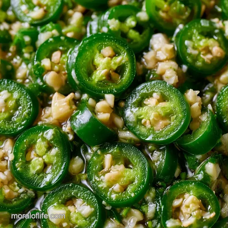 Bright green pepper rings piled high in a small white ceramic bowl on a clean, minimalist marble surface.