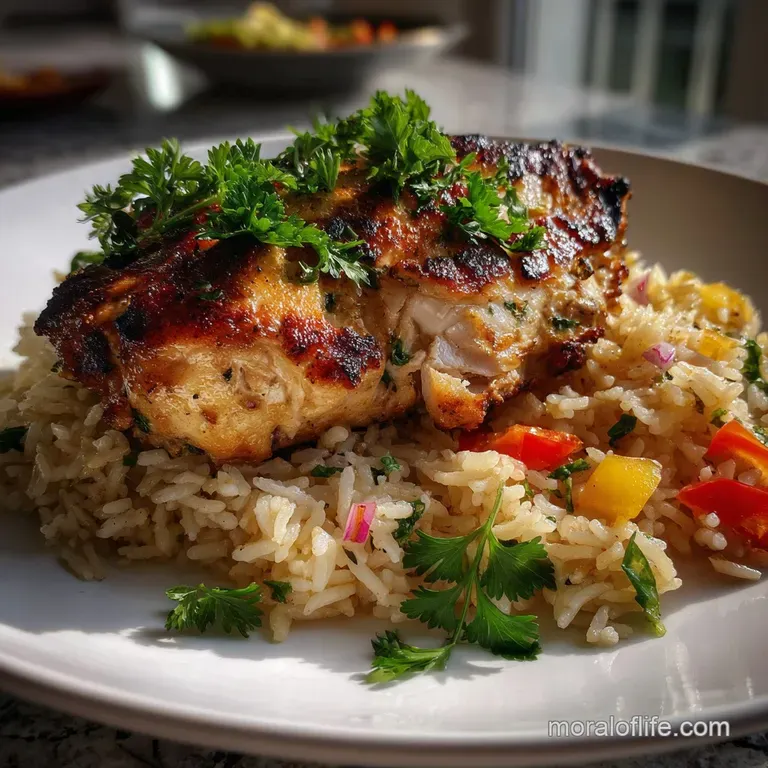 Simple Rice Grilled Chicken Dinner