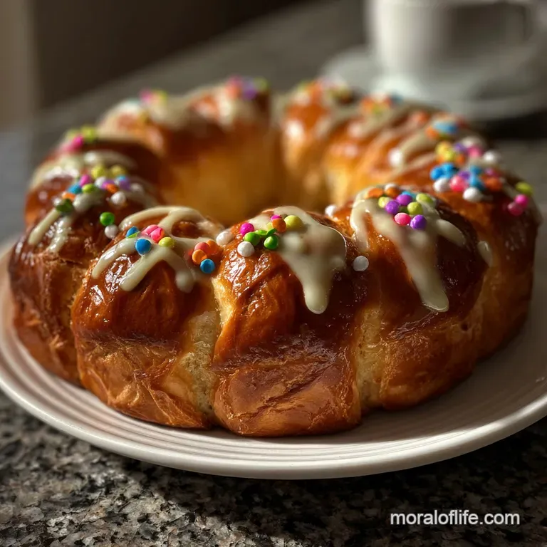 A thick slice of citrus-studded bread, dusted with powdered sugar, elegantly plated beside a cup of rich, dark coffee.