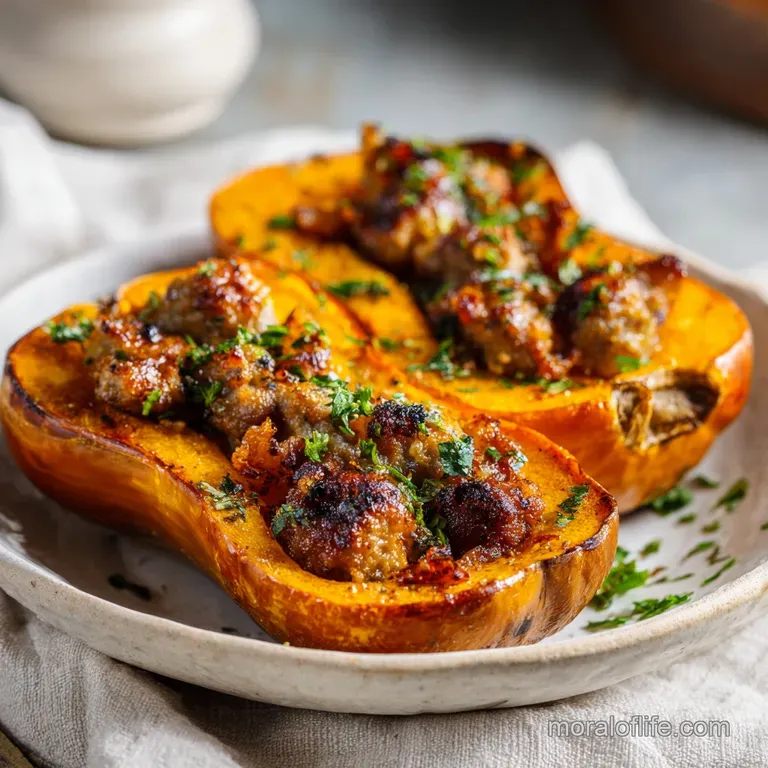 Sausage Stuffed Butternut Squash: Roasted and Hearty