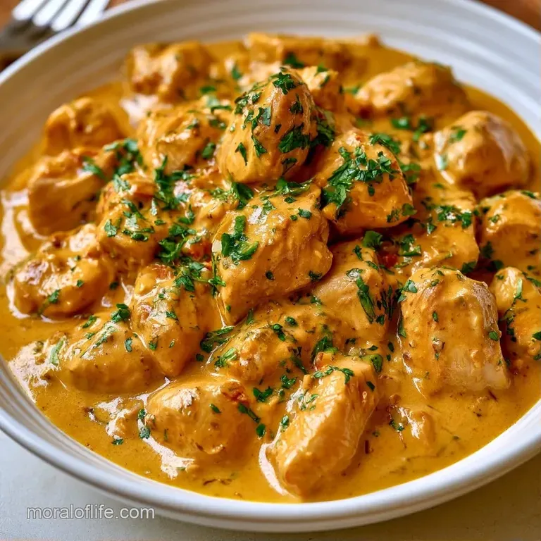 Creamy chicken strips plated over fluffy white rice with a sprinkle of green cilantro and bright lime wedges.