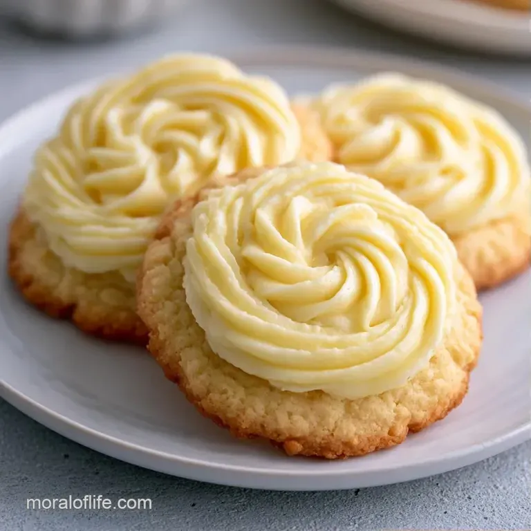 Tender citrus biscuits with smooth white frosting arranged on a marble slab next to a sprig of fresh mint and lemon.