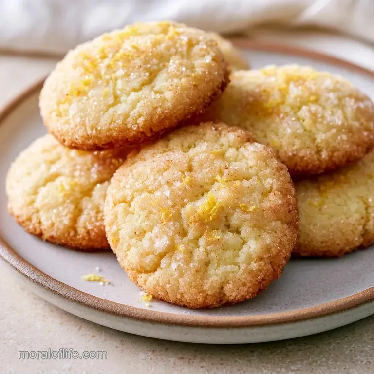 Neatly stacked pale yellow treats on a white plate, garnished with bright lemon wheels and a soft linen napkin.