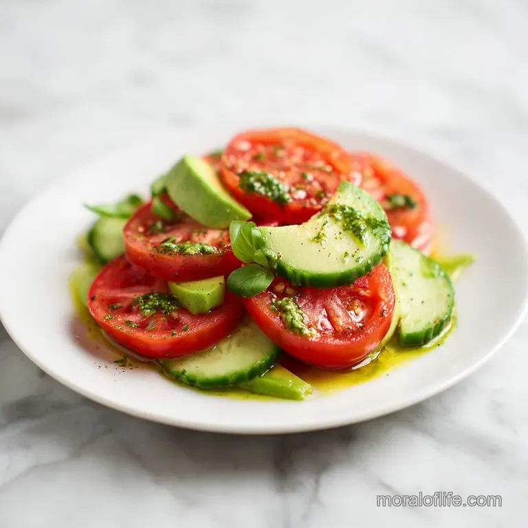 Tomato Cucumber Avocado Salad with Basil