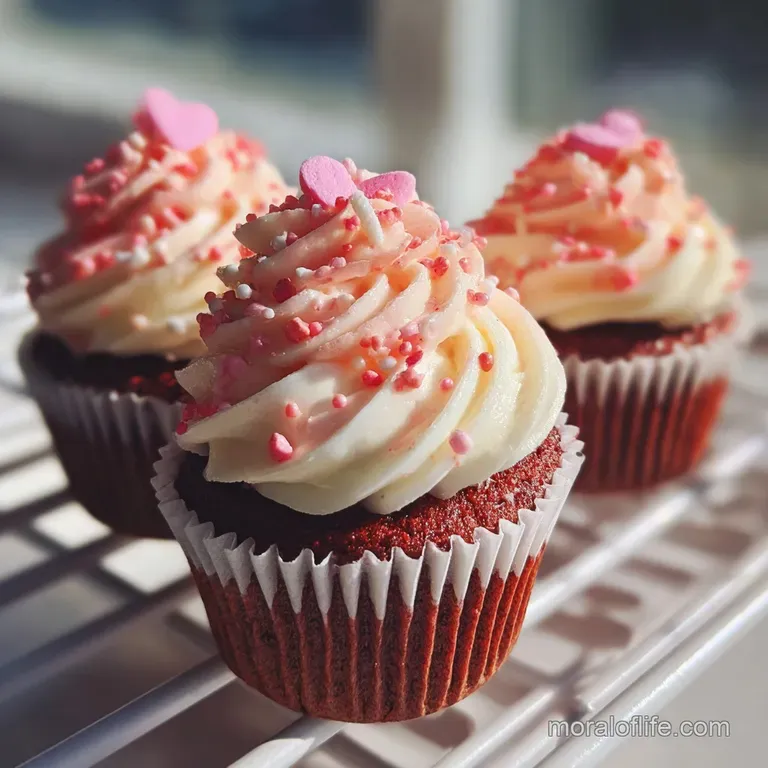 Elegant cupcake displayed on a stand: delicate pink frosting, glistening sugar pearls, a perfect Valentine's treat for som...